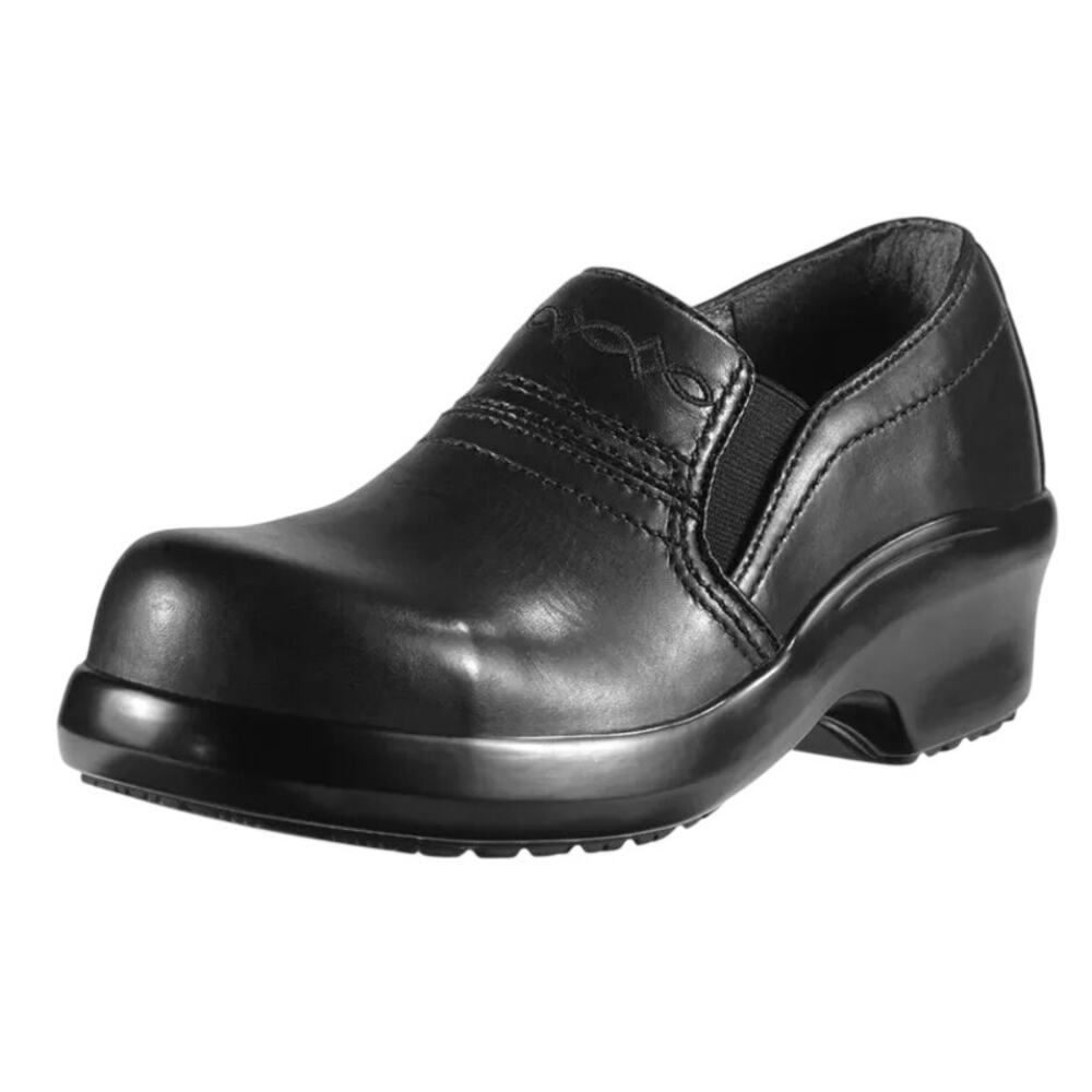 Ariat Womens Expert Safety Loafer US 8.5 Wide Black Leather Composite Toe EUC